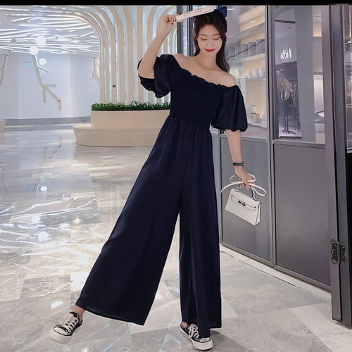 Puff-Ärmel-Jumpsuit Damen Sommer