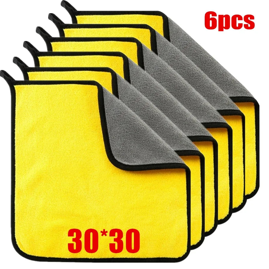 1/2/3/6/10pcs 30X60cm Microfiber Car Cleaning Towels Soft Quick Drying for Windows Mirrors Wiping Rags Double Layer Wash Cloth