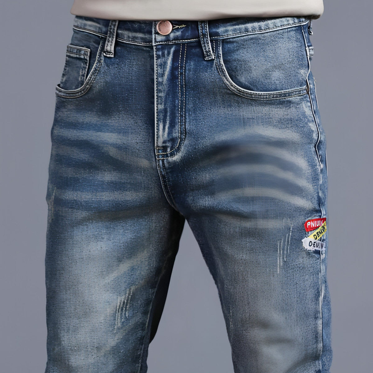 Jeans für Herren mit Retro-Stickerei