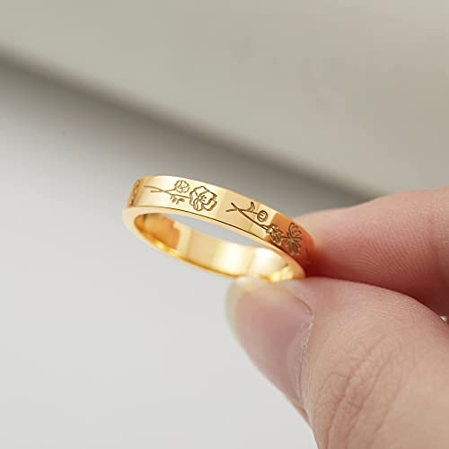 Geburtsmonatsblumen-Ring, Familien-Blumen-Ring, Geschenk für Mama, Mutter-Ring