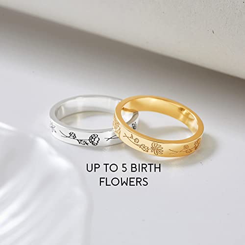 Geburtsmonatsblumen-Ring, Familien-Blumen-Ring, Geschenk für Mama, Mutter-Ring