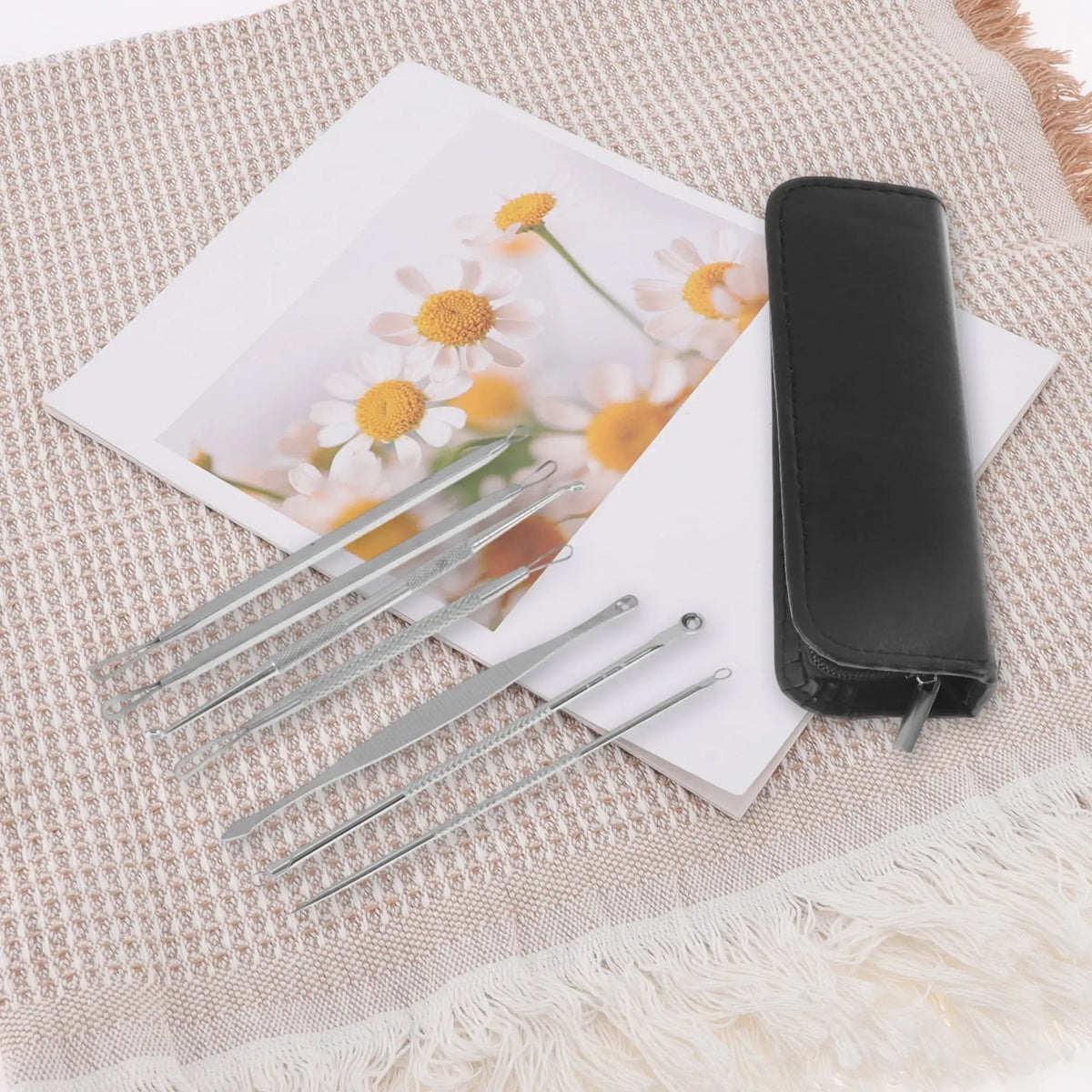 Professionelles Werkzeugset zur Akneentfernung, Mitesserentferner, Hautpflege, Beauty Gesichts-Tools, silberfarben