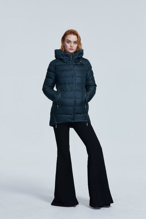 Damen warmer Kapuzenwintermantel Damenjacke Freizeitparka-Jacke