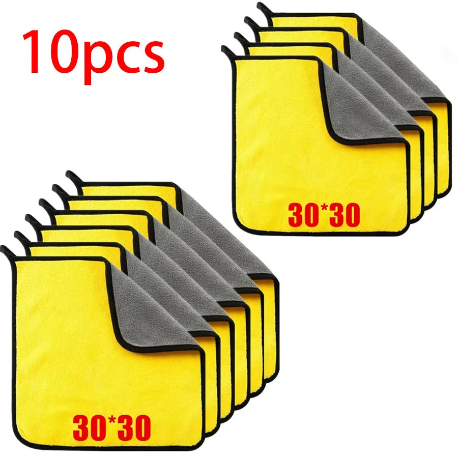 1/2/3/6/10pcs 30X60cm Microfiber Car Cleaning Towels Soft Quick Drying for Windows Mirrors Wiping Rags Double Layer Wash Cloth