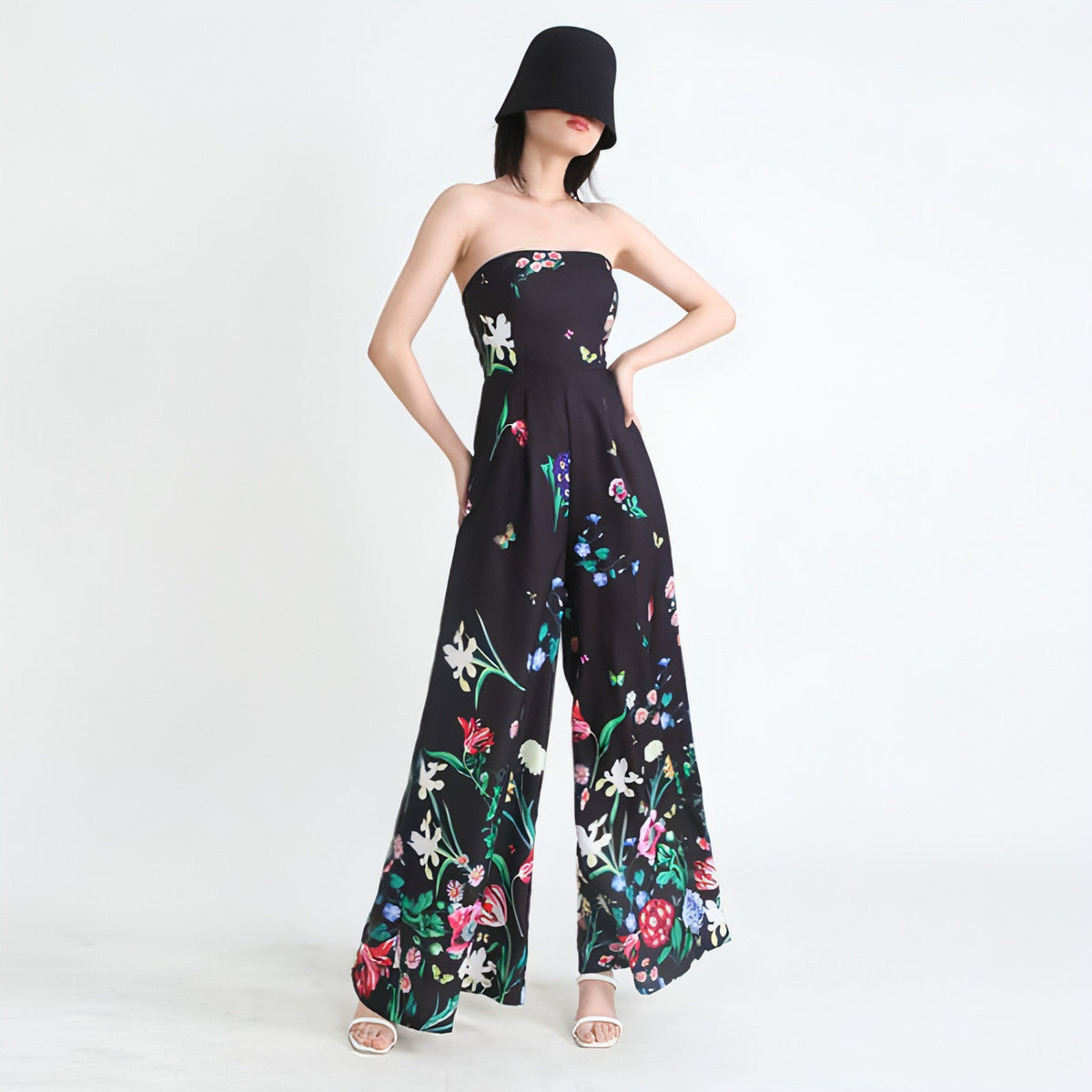 Overall mit botanischem Blumendruck