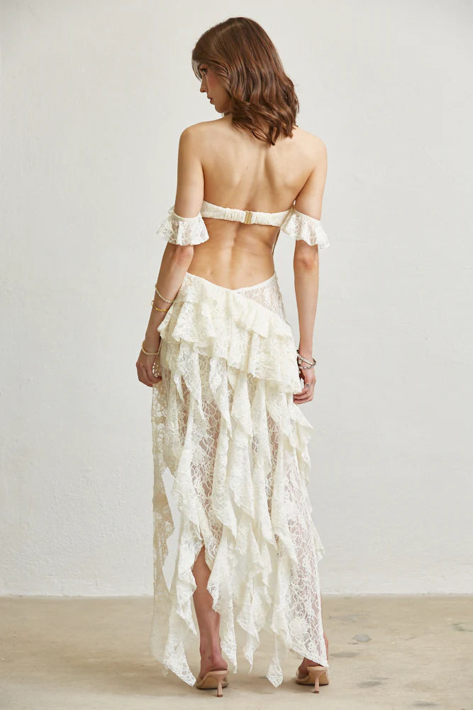 Jasmine Off shoulder Lace Ruffled Dress