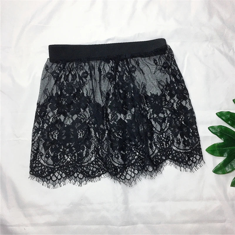 Miniskirt Sexy Transparent Lace Mesh Skirt Shirt Extender Women Summer