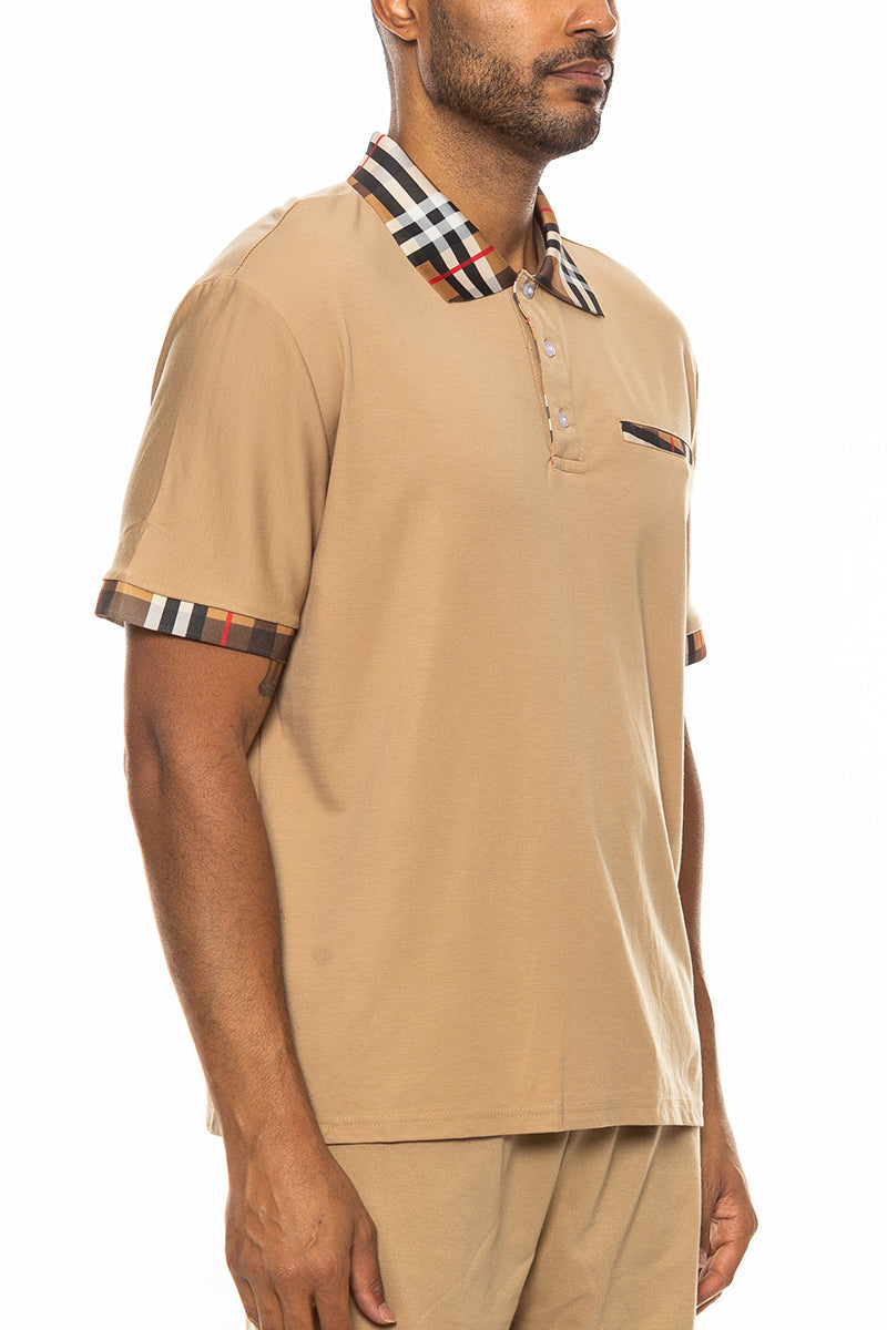 Polohemd mit Karodetail