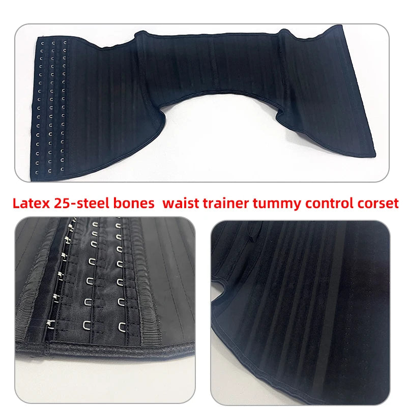 Fajas Latex Waist Trainer 25 Steel Bones Cinta Modeladora Feminina