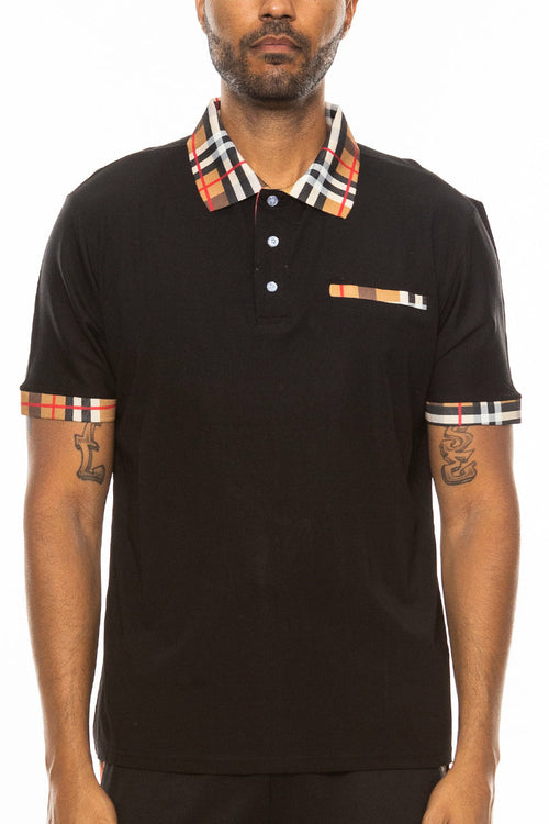 Polohemd mit Karodetail