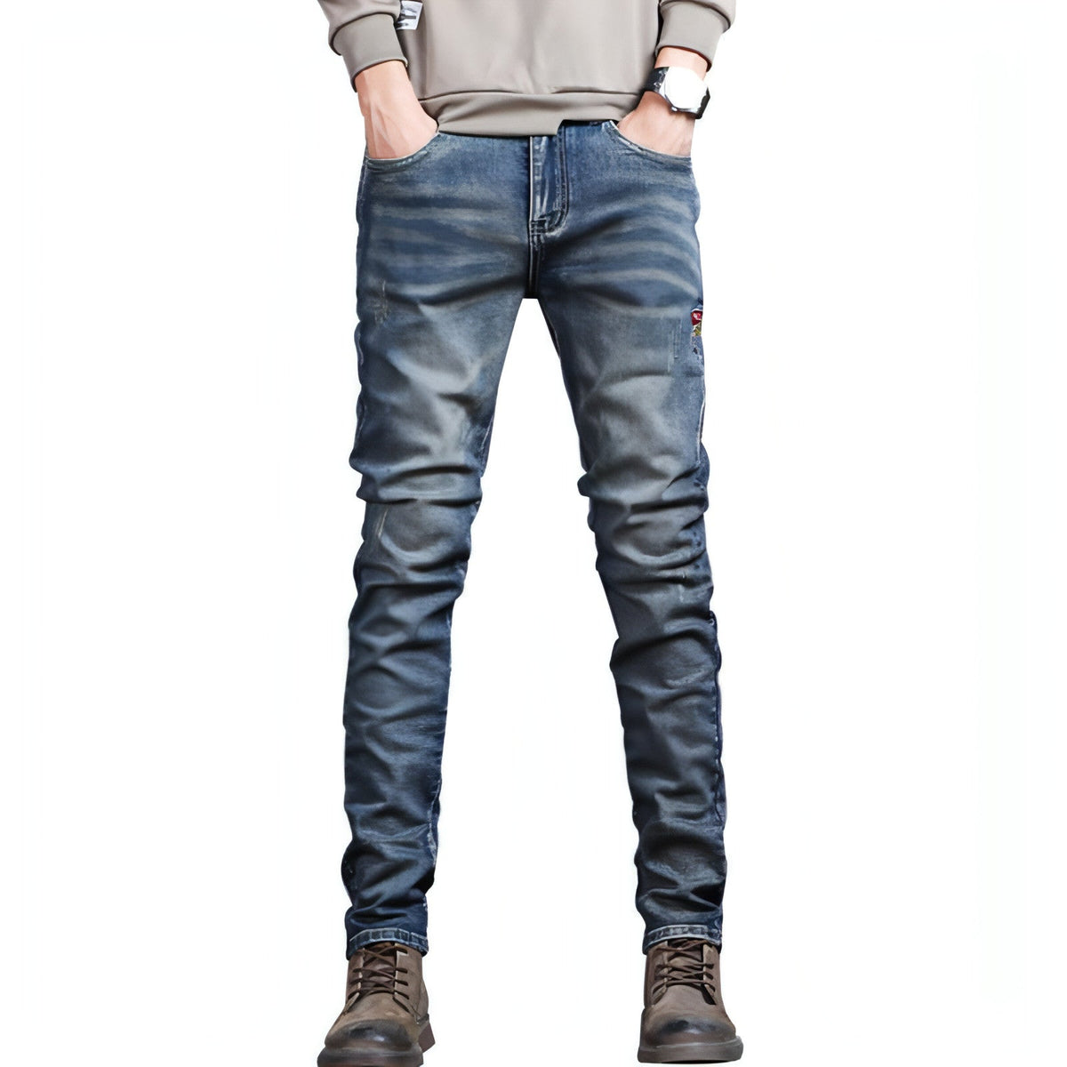 Jeans für Herren mit Retro-Stickerei