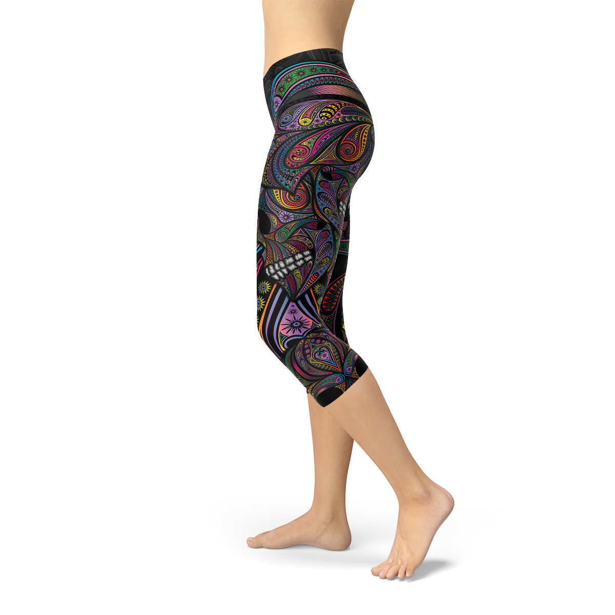 Damen Sugar Skull Capri-Leggings
