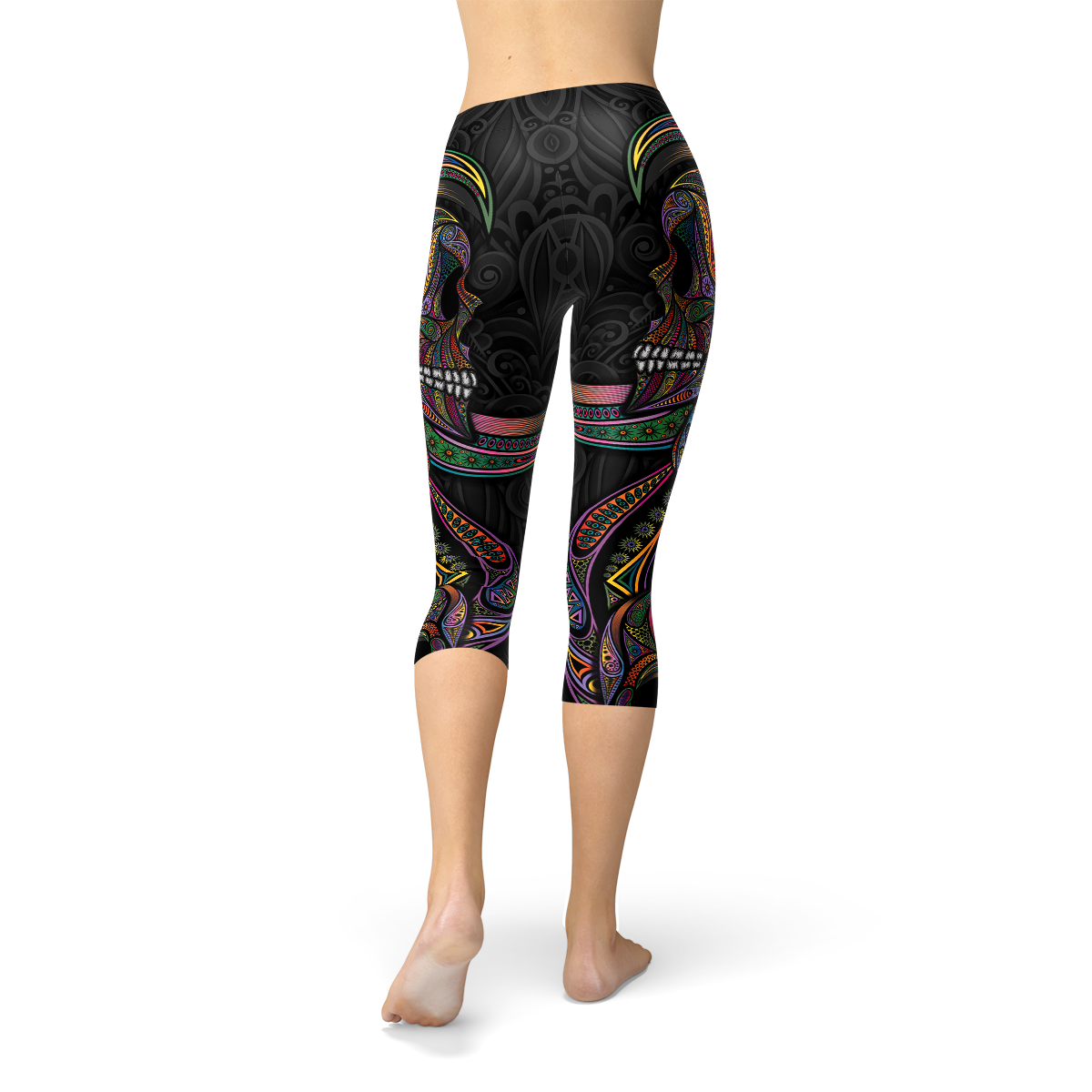 Damen Sugar Skull Capri-Leggings