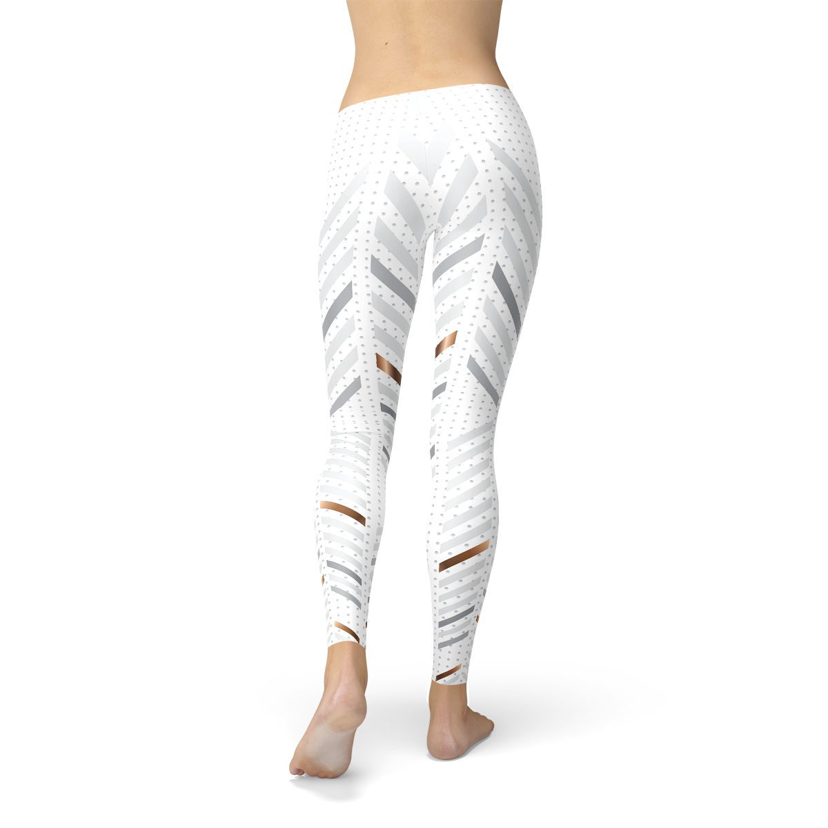 Damen-Leggings mit weißen Streifen