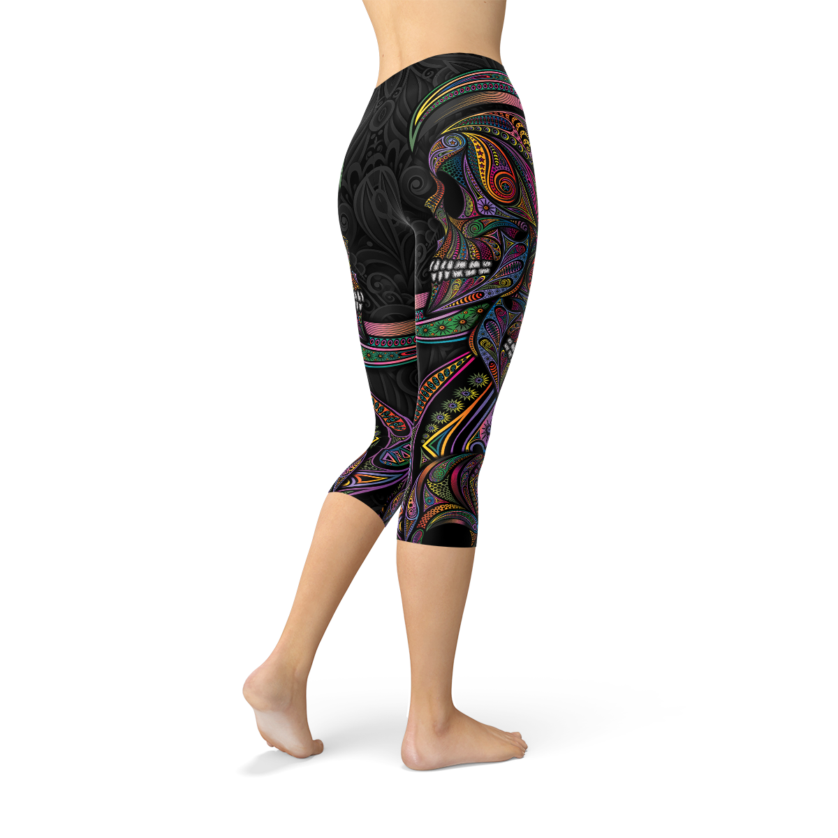 Damen Sugar Skull Capri-Leggings