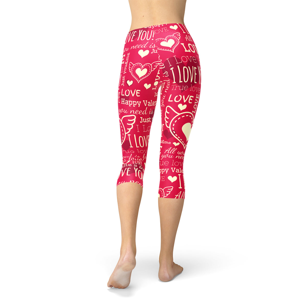 Love Hearts Rote Capri-Leggings