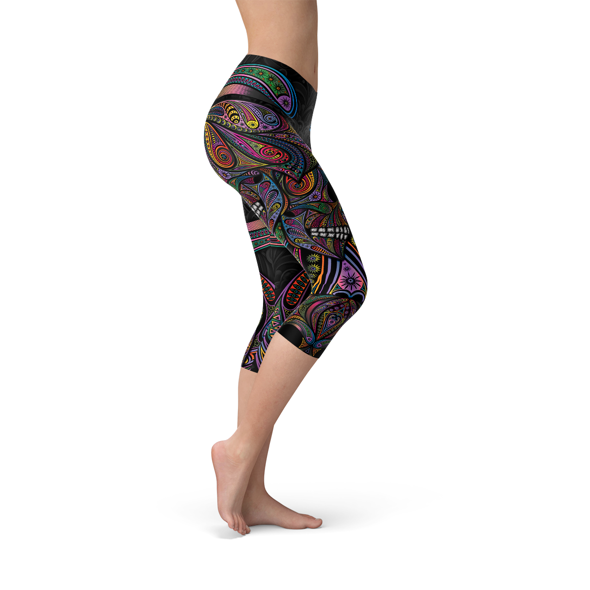 Damen Sugar Skull Capri-Leggings