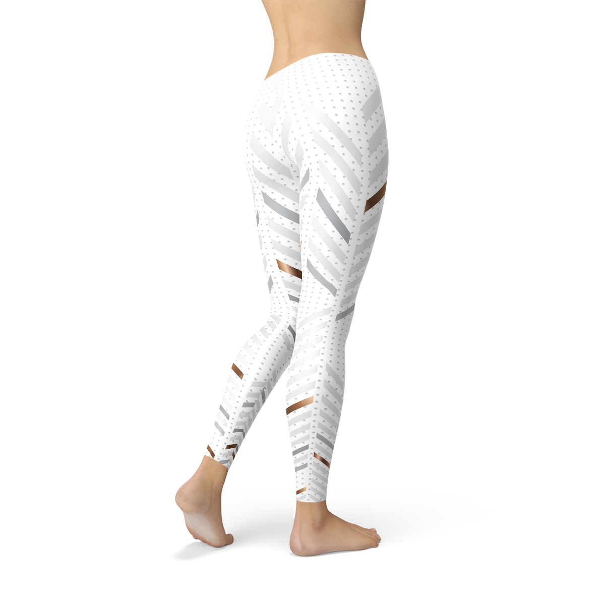 Damen-Leggings mit weißen Streifen