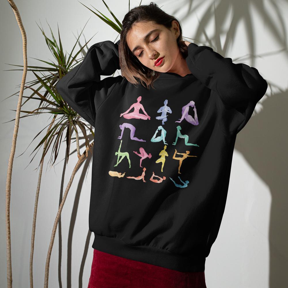 Crewneck-Sweatshirt mit Yoga-Motiv