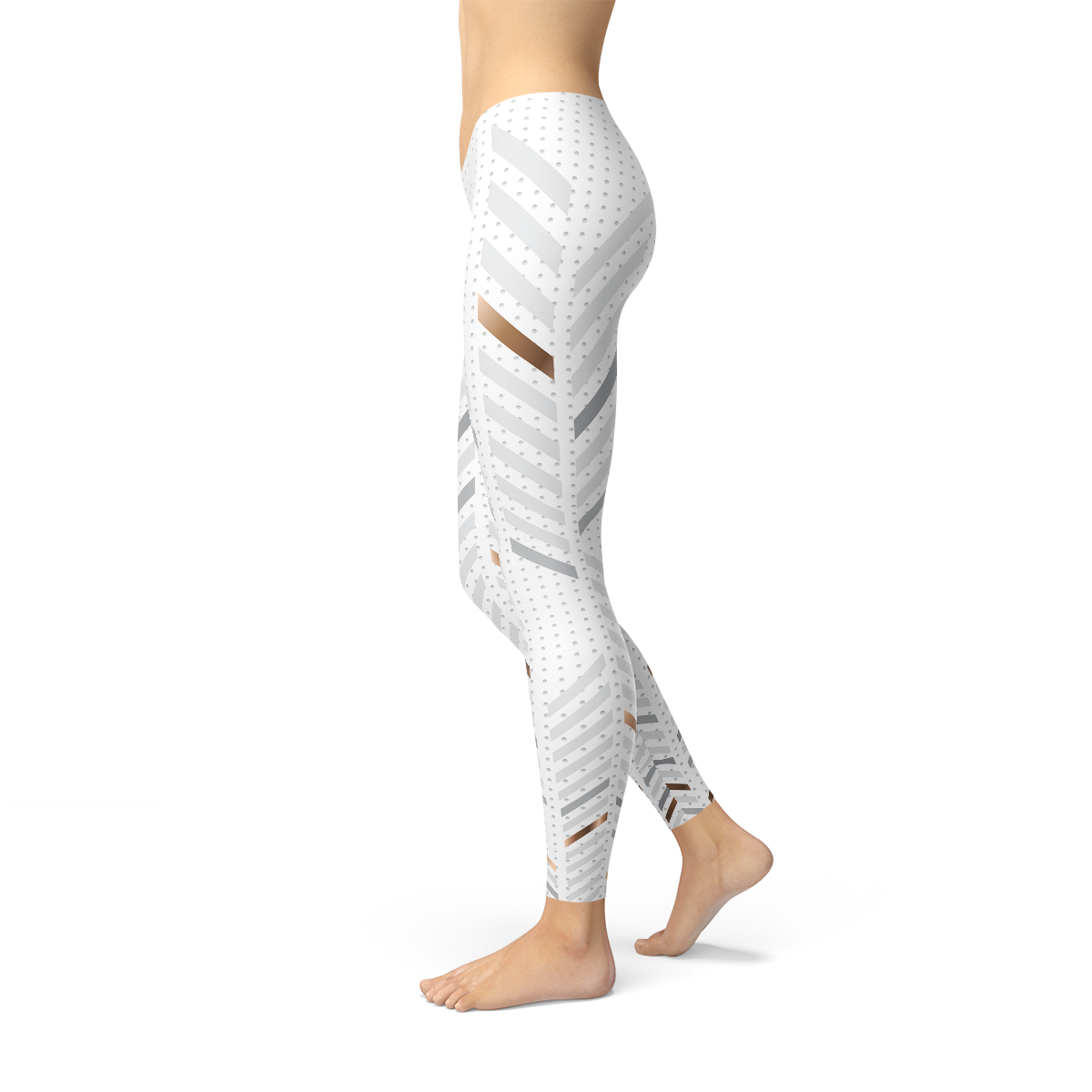 Damen-Leggings mit weißen Streifen
