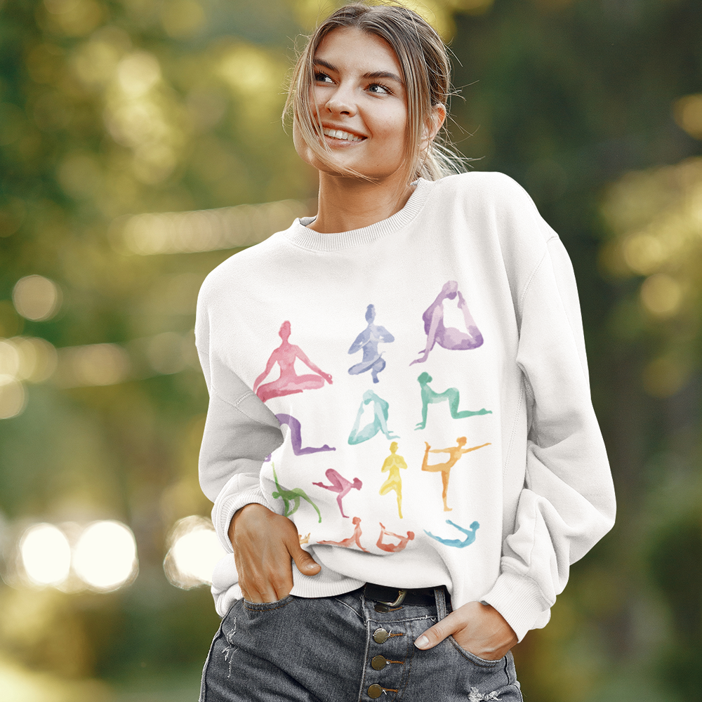 Crewneck-Sweatshirt mit Yoga-Motiv