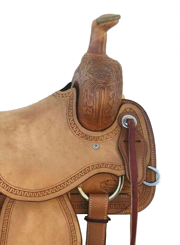 Western Brown Rough Out Leather Roper Ranch Saddle Size 10" to 13"