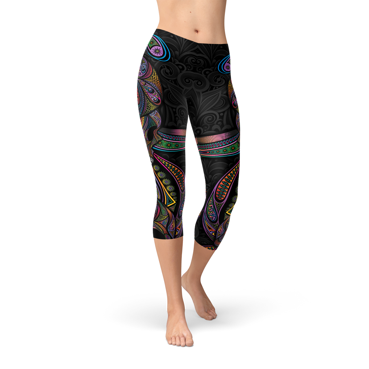 Damen Sugar Skull Capri-Leggings