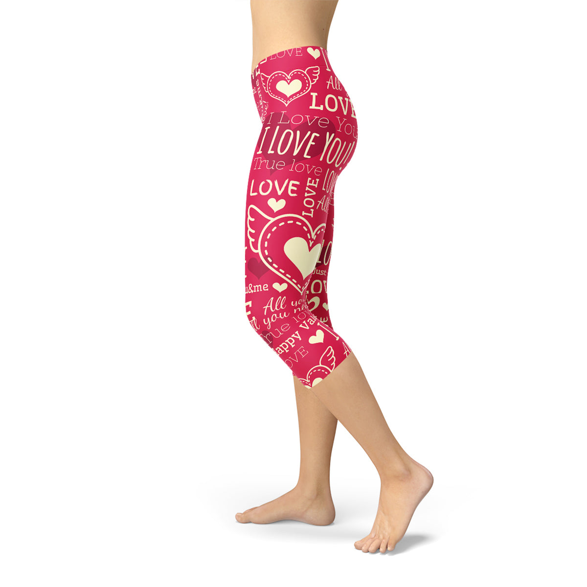 Love Hearts Rote Capri-Leggings