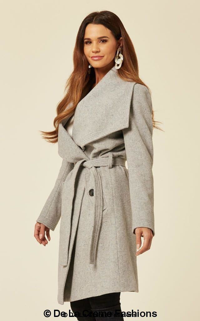 Dustercoat aus Wollmischung mit großem Revers