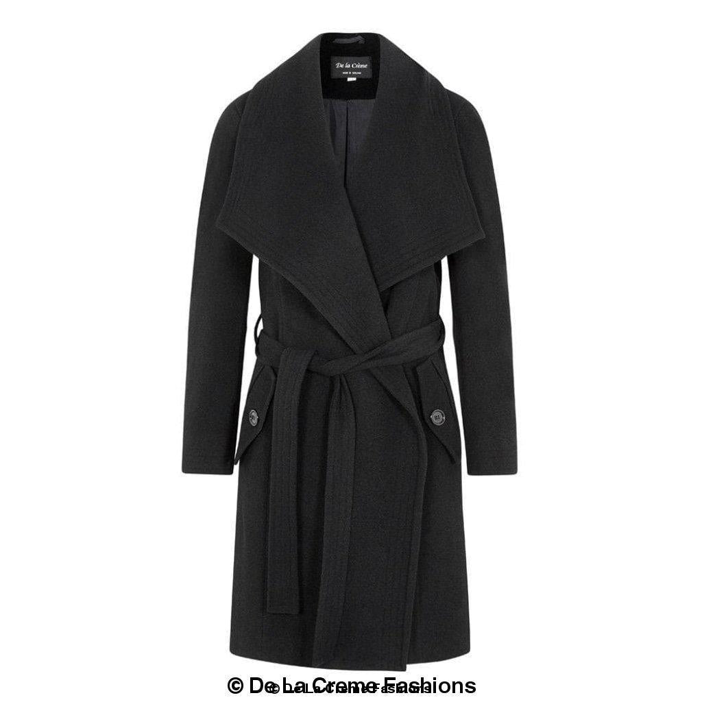 Dustercoat aus Wollmischung mit großem Revers