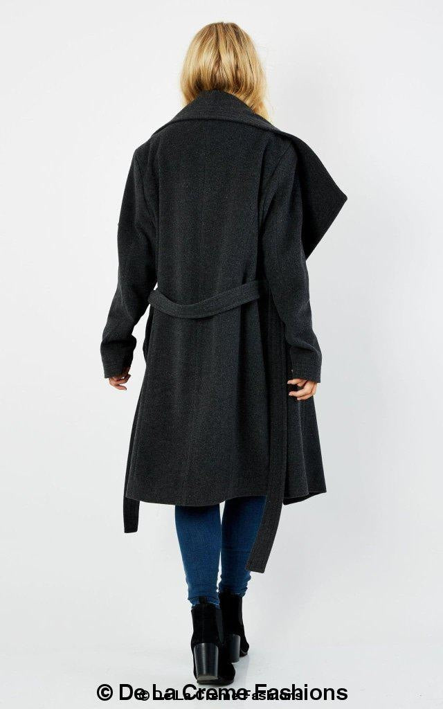 Dustercoat aus Wollmischung mit großem Revers