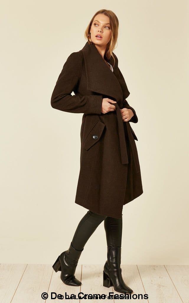 Dustercoat aus Wollmischung mit großem Revers