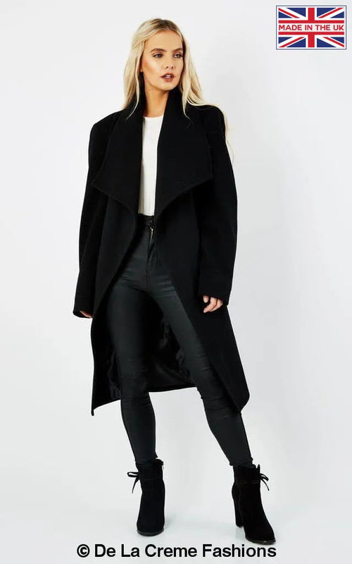Dustercoat aus Wollmischung mit großem Revers