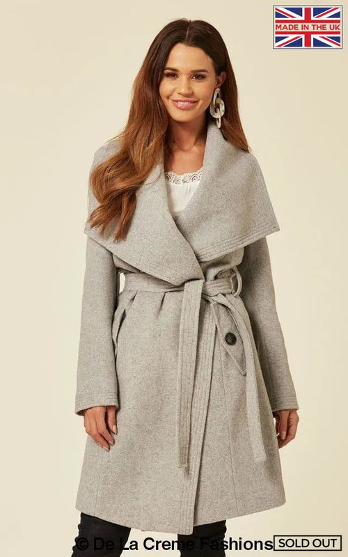 Dustercoat aus Wollmischung mit großem Revers