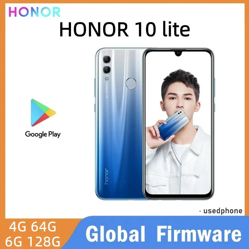 HONOR 10 Lite smartphone Global firmware 6.21-inch CPU HiSilicon Qilin 710 EMUI 9.0.1 used phone