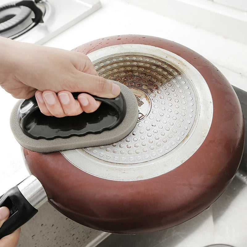 Magischer Schmirgelschwamm, Bürste, Wischradierer, Reiniger, Küche, Bad, Rost, starke Dekontaminations-Reinigungswerkzeuge mit Griff, Haushaltswerkzeuge