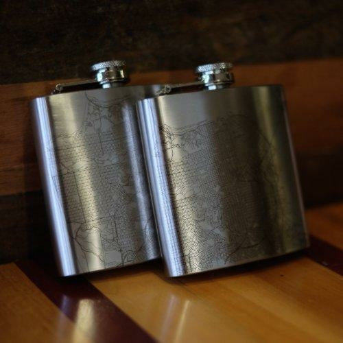 Elberton - Georgia Engraved Map Hip Flask
