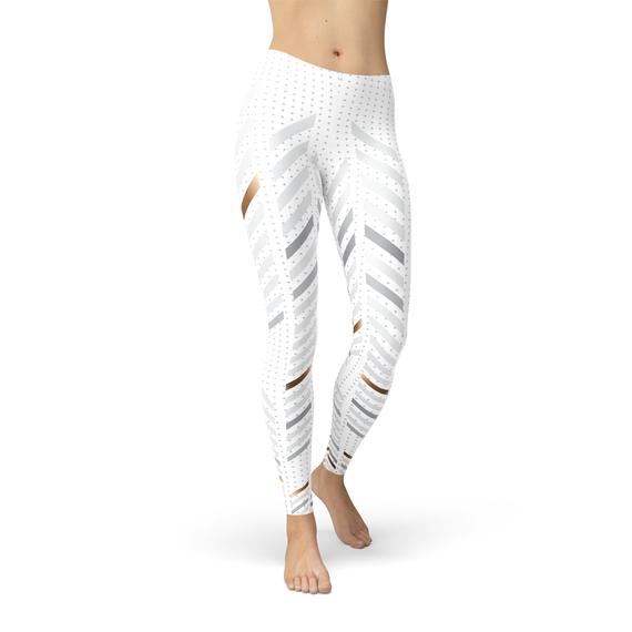 Damen-Leggings mit weißen Streifen