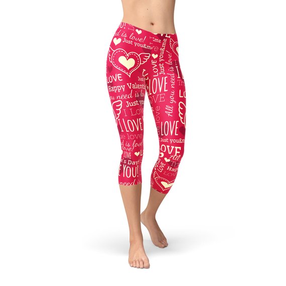 Love Hearts Rote Capri-Leggings