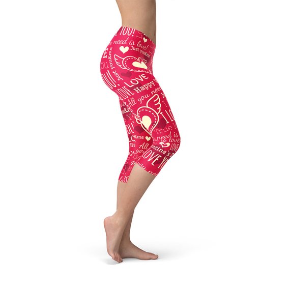 Love Hearts Rote Capri-Leggings