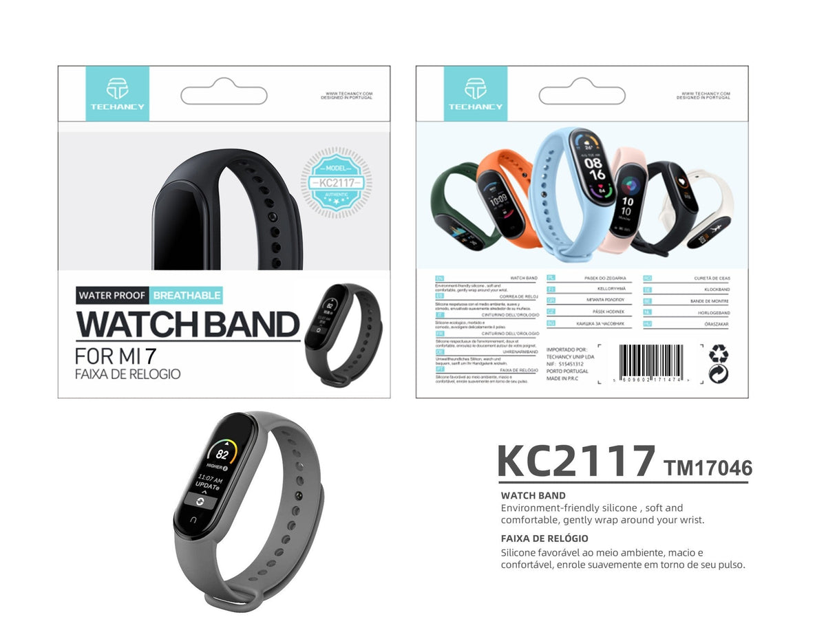 Techancy Pulseira De Silicone Cinzenta KC2107, Compatível Com A Mi7