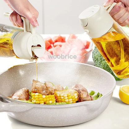 Olivenöl-Sprühflasche für Ölflaschen-Ausgießer zum Kochen von Öl, Gewürzen, Camping-Spender mit automatischem Deckel, Gewürzstreuer