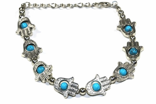Hamsa Hands &amp; Vibrant Bead Bracelet