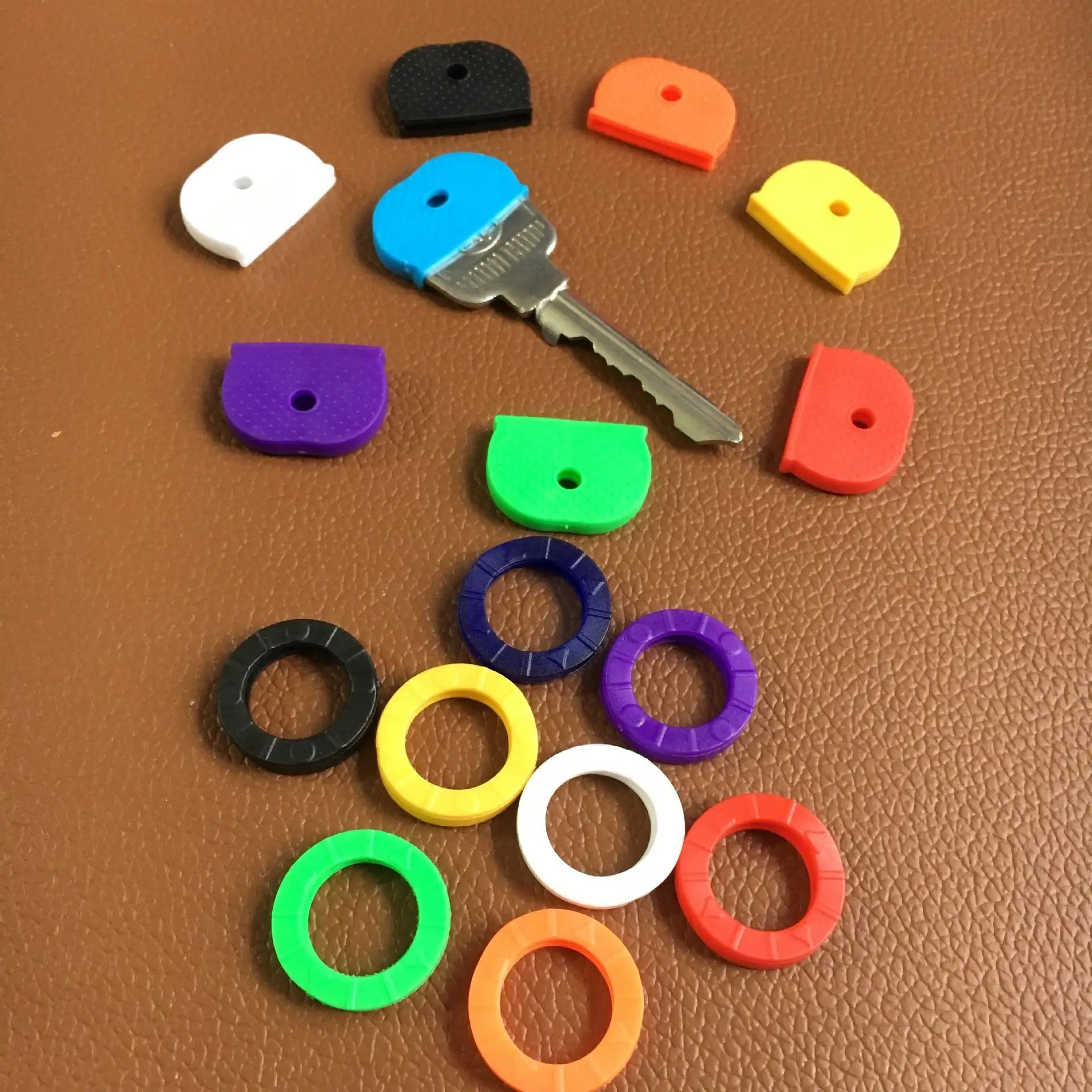 10pcs 24pcs 32pcs Color Key Sleeve Mixed Color Soft Silicone Elastic Key Ring DIY Key Pendant Marking to Distinguish The Key