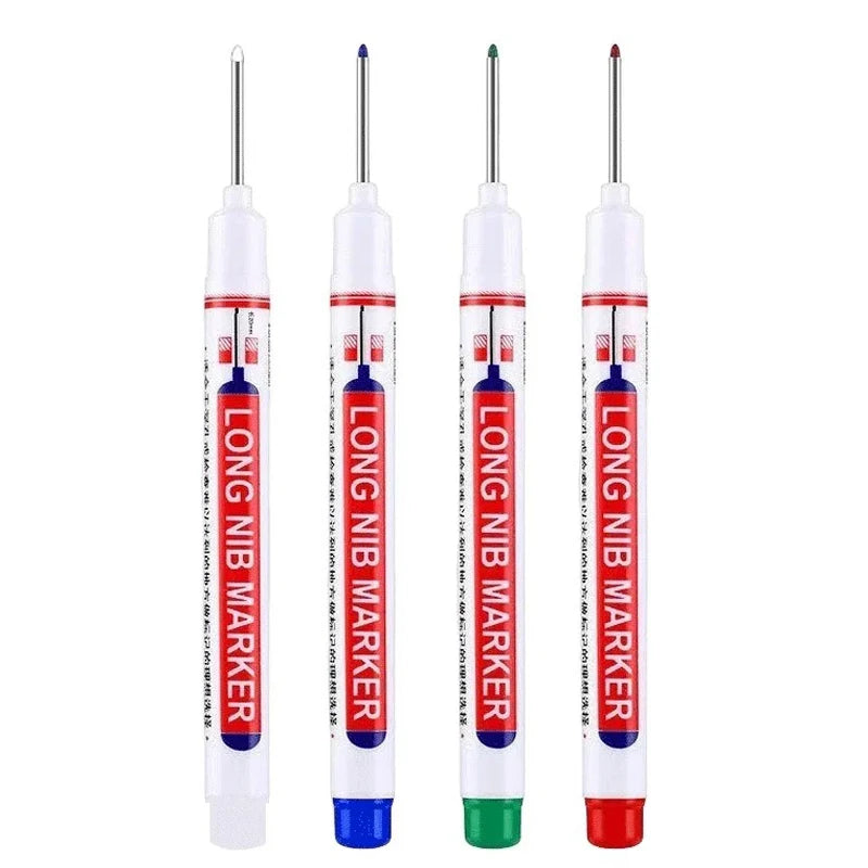 4Pcs/Set 20mm Deep Hole Long Nib Head Markers For Metal Perforating Pen Waterproof Bathroom Woodworking Decoration Multi-Purpose