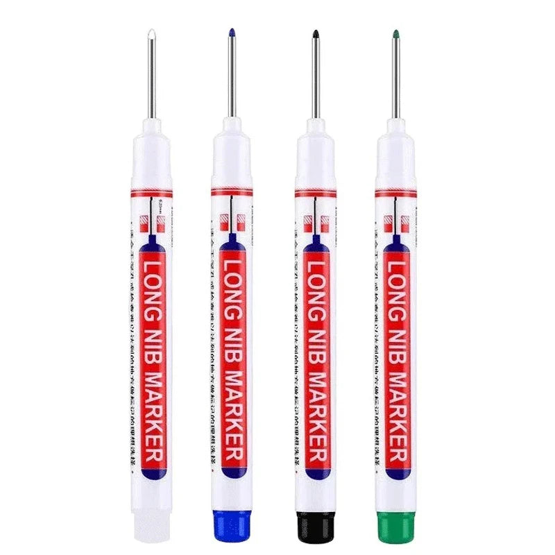 4Pcs/Set 20mm Deep Hole Long Nib Head Markers For Metal Perforating Pen Waterproof Bathroom Woodworking Decoration Multi-Purpose