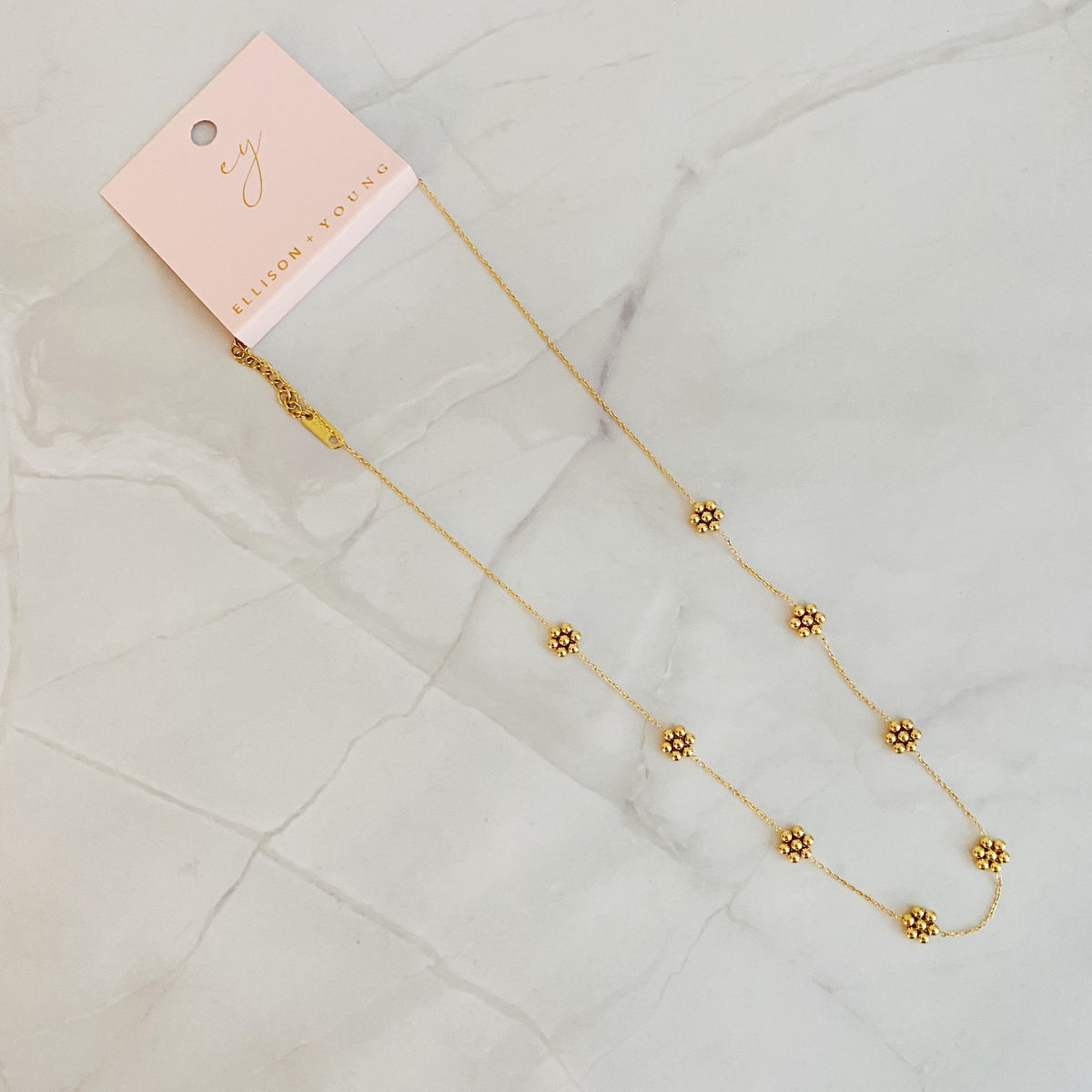 Dainty Golden Bead Flower Necklace - Waterproof Stainless Steel