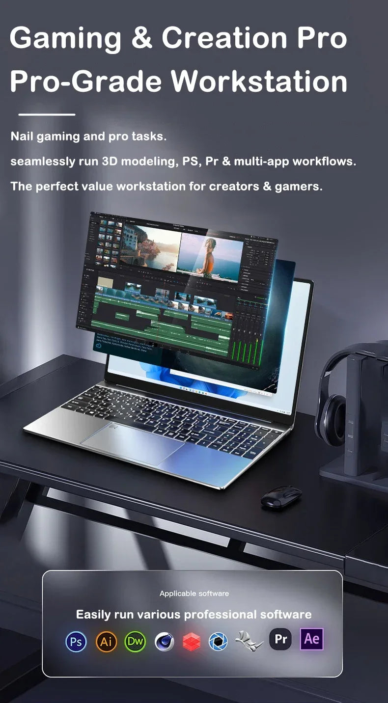 2026 14.1 Inch Ultra Thin Laptop 2026 Win11 Intel I9-9880H DDR4 16GB/32GB RAM 2TB SSD Portable Business Notebook