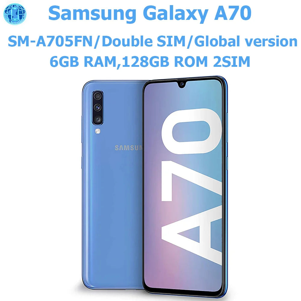 Samsung Galaxy A70 intelligentes Android-Telefon 6,7 Zoll 2SIM globale Version Samsung Smartphone NFC 32MP 4500mAh Original entsperrt