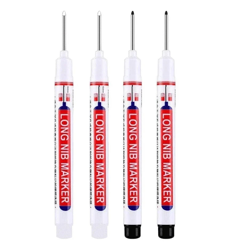 4Pcs/Set 20mm Deep Hole Long Nib Head Markers For Metal Perforating Pen Waterproof Bathroom Woodworking Decoration Multi-Purpose